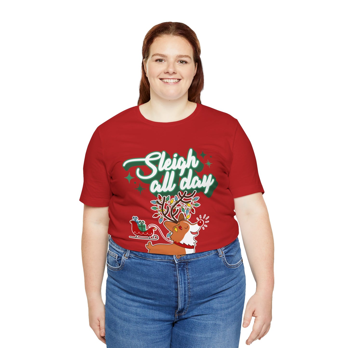 "Sleigh All Day " Corgi Christmas T-Shirt