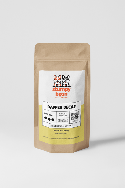 - Dapper Decaf: Swiss Water® Dark Roast from Peru -
