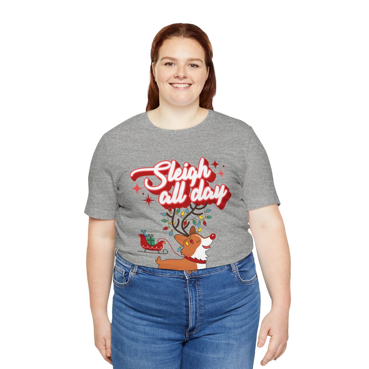 "Sleigh All Day " Corgi Christmas T-Shirt