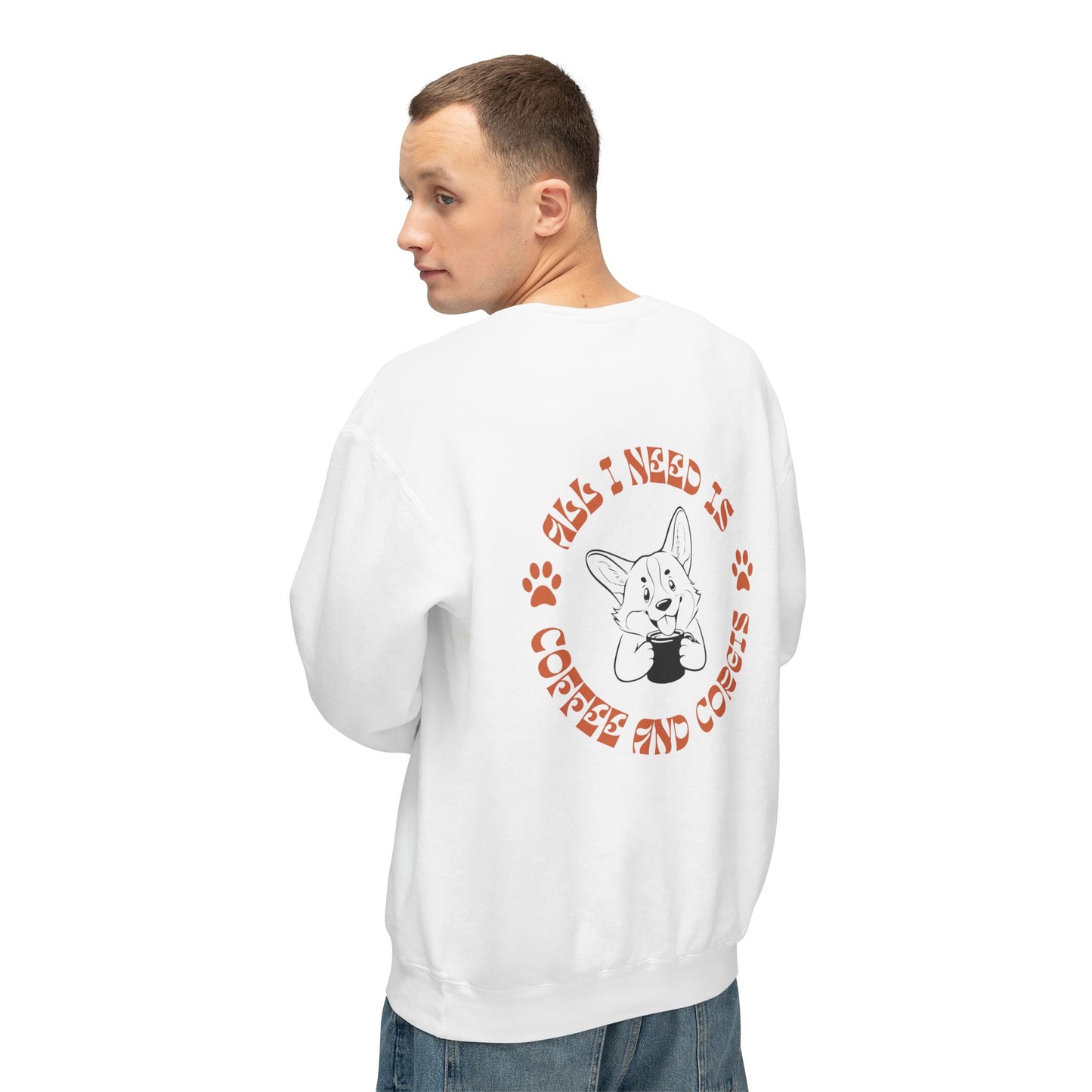 "All I Need is Corgis and Coffee" Unisex Lightweight Crewneck Sweatshirt