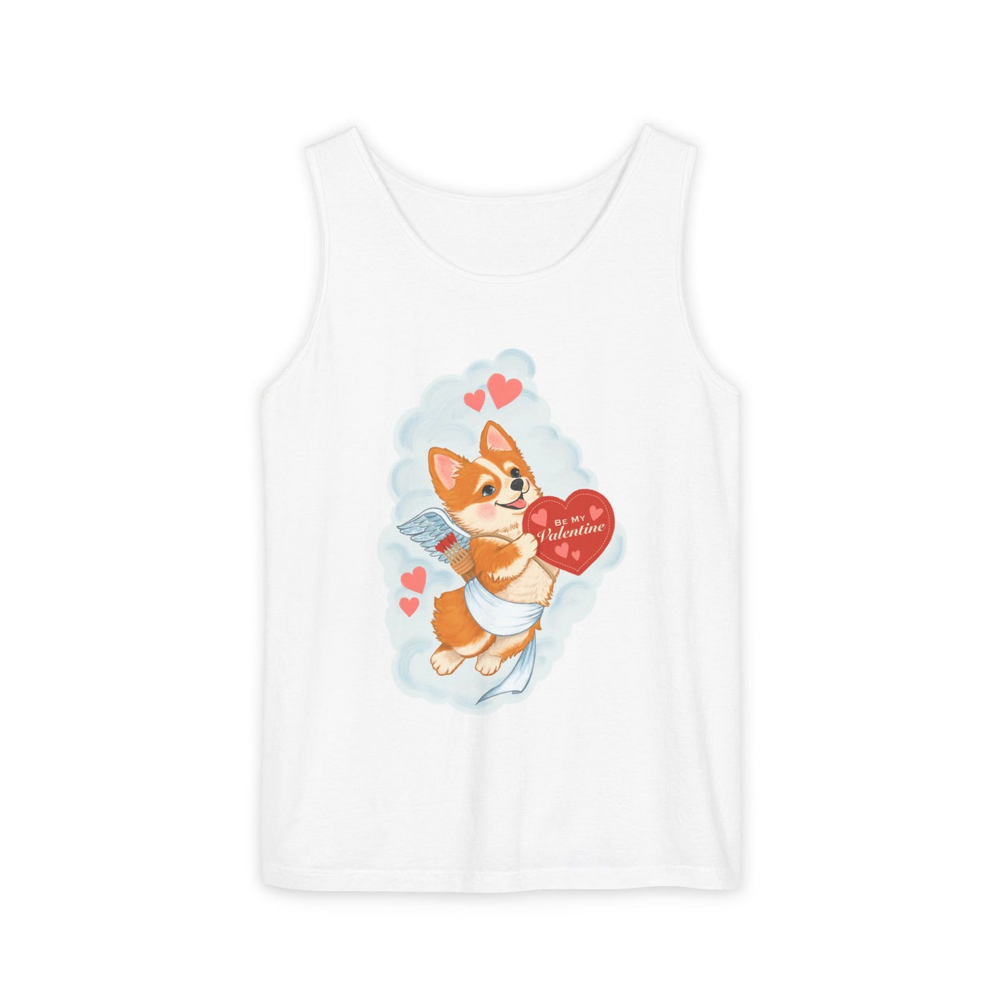 Valentine Corgi Cupid Tank Top — "Be My Valentine" Cute Dog Graphic