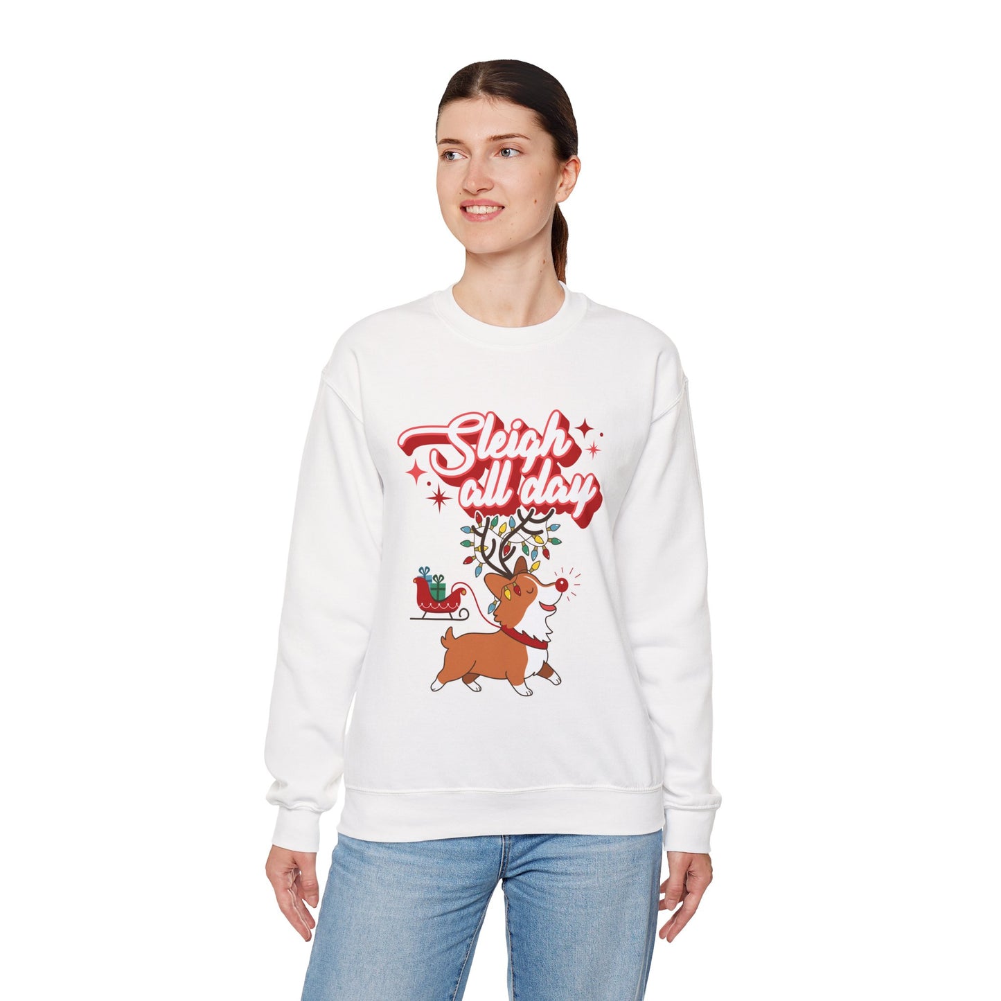 "Sleigh All Day" Corgi Christmas Sweatshirt