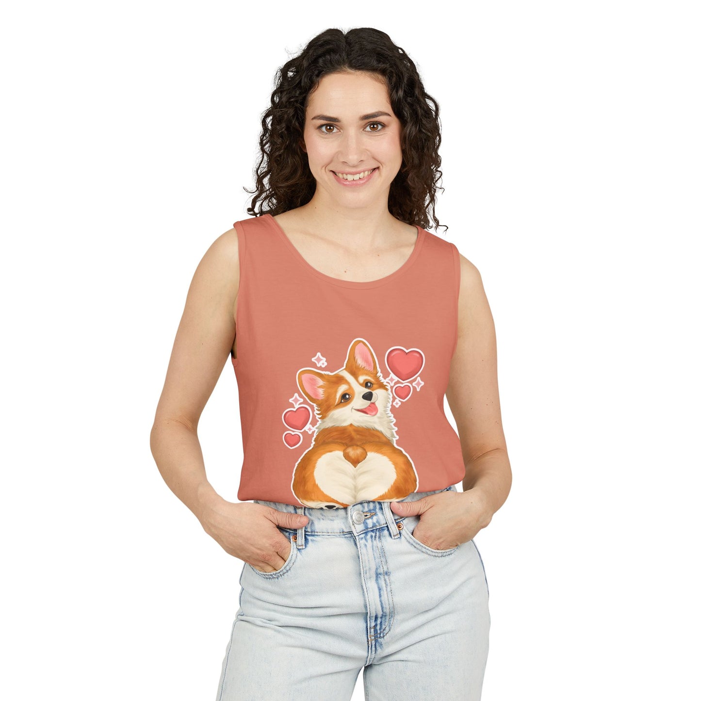Corgi Heart Butt Tank Top — Cute Valentine Dog Graphic Tank