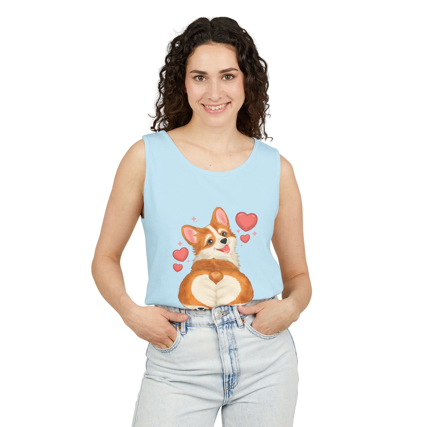 Corgi Heart Butt Tank Top — Cute Valentine Dog Graphic Tank