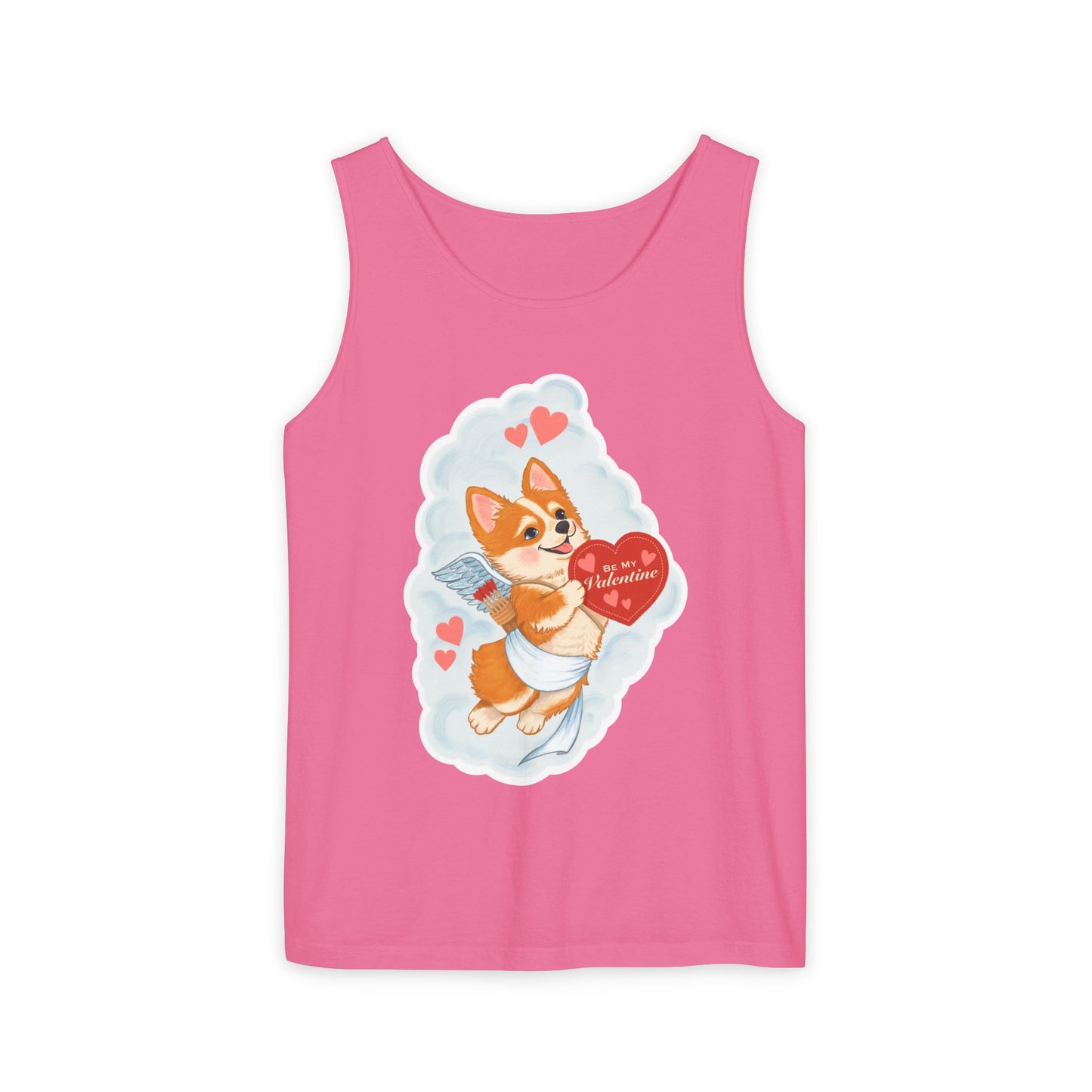 Valentine Corgi Cupid Tank Top — "Be My Valentine" Cute Dog Graphic