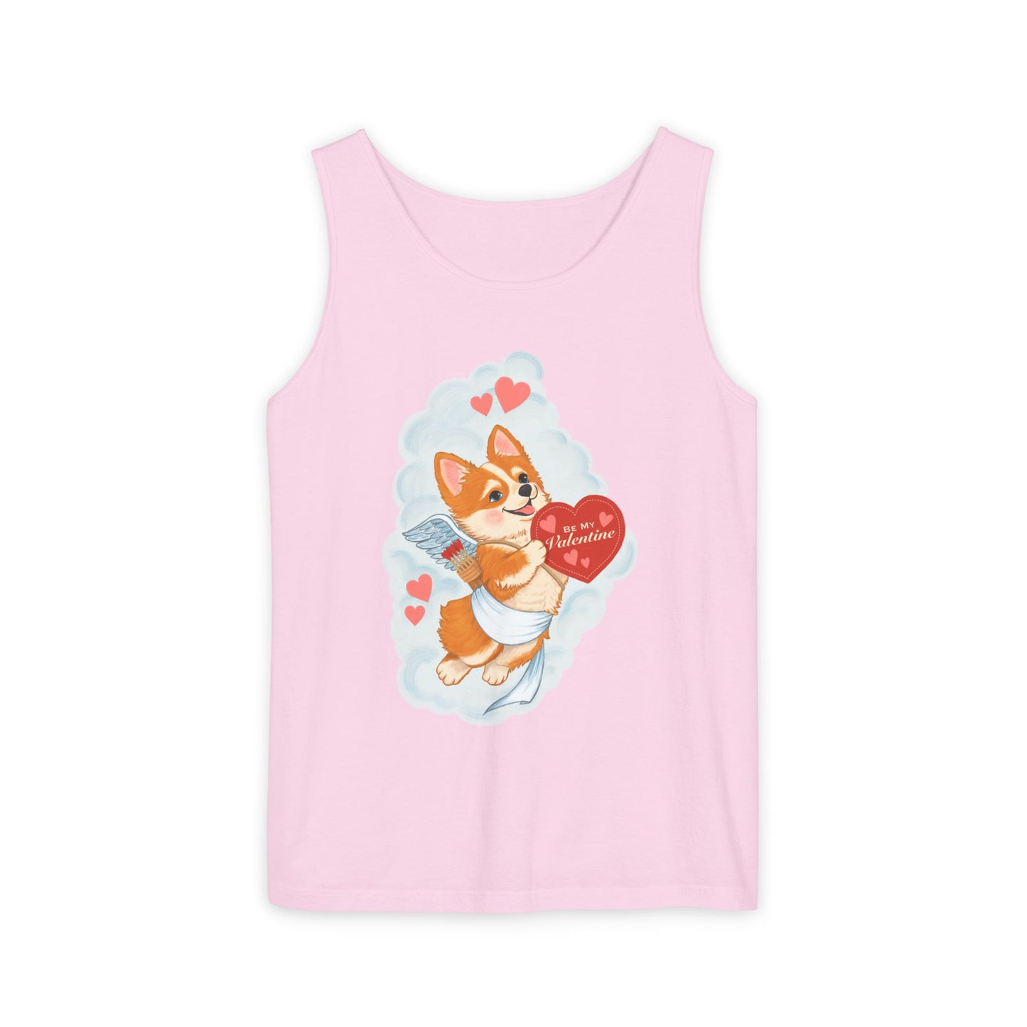 Valentine Corgi Cupid Tank Top — "Be My Valentine" Cute Dog Graphic