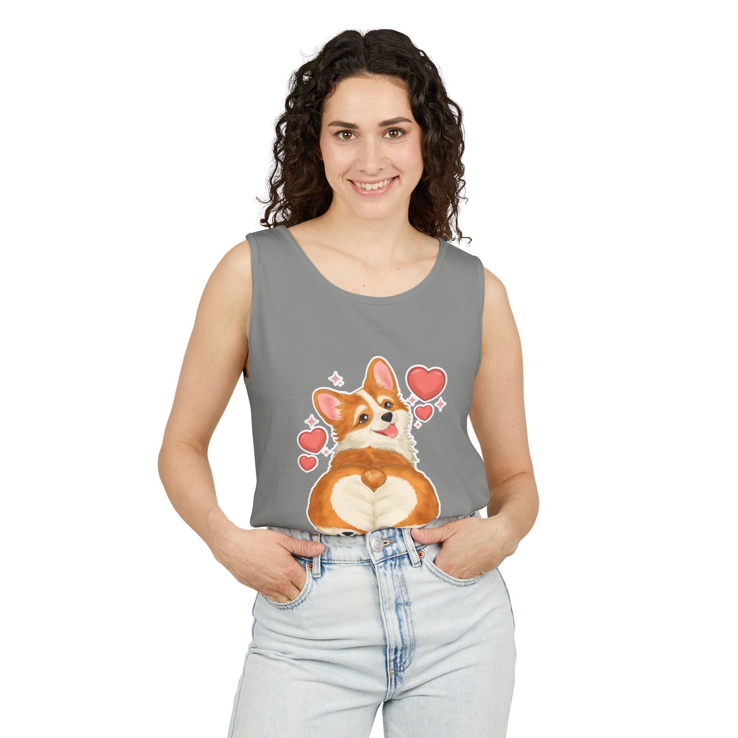 Corgi Heart Butt Tank Top — Cute Valentine Dog Graphic Tank