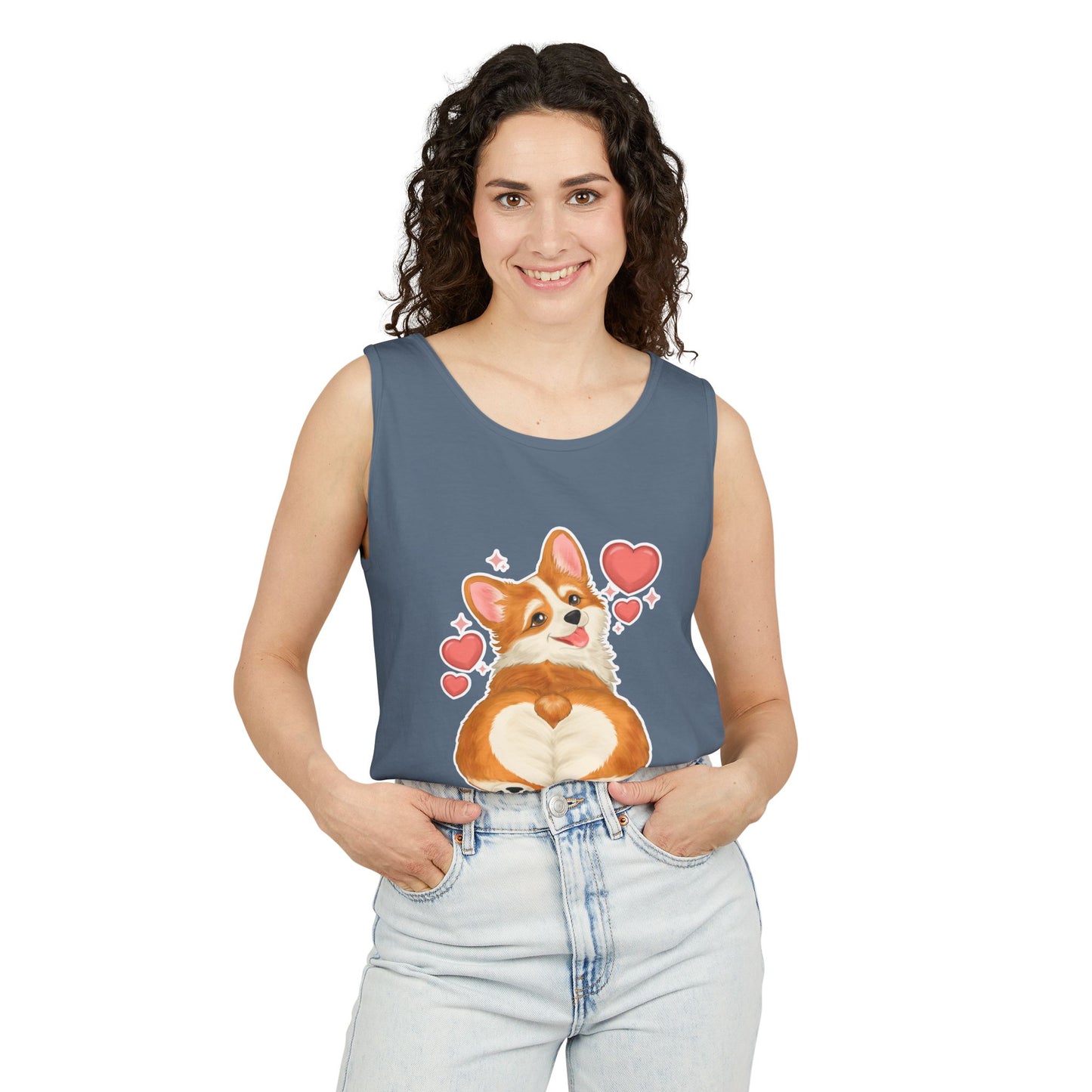 Corgi Heart Butt Tank Top — Cute Valentine Dog Graphic Tank