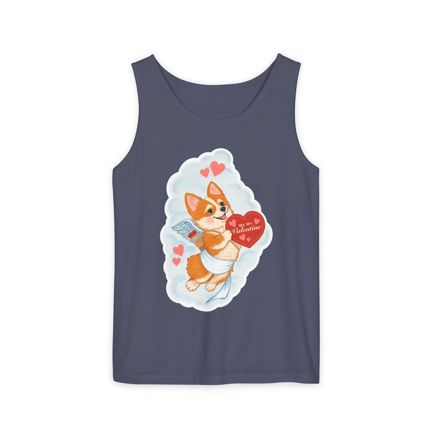 Valentine Corgi Cupid Tank Top — "Be My Valentine" Cute Dog Graphic