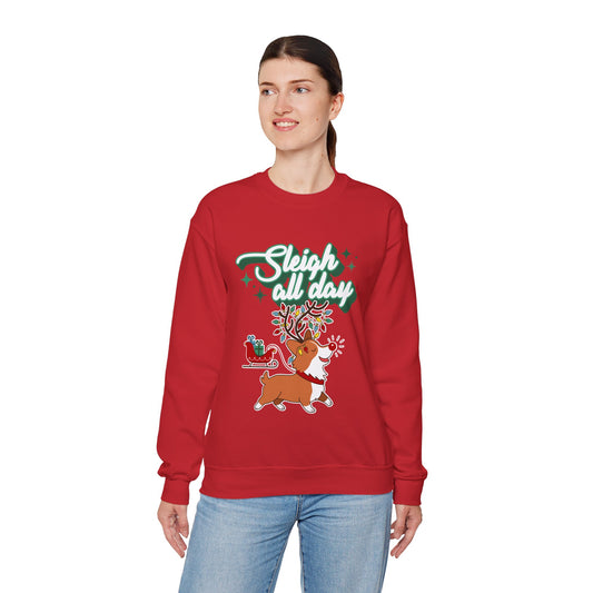 "Sleigh All Day" Corgi Christmas Sweatshirt