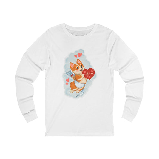 Vintage Cupid Corgi Long Sleeve Tee — Cute Valentine’s Day Dog Shirt