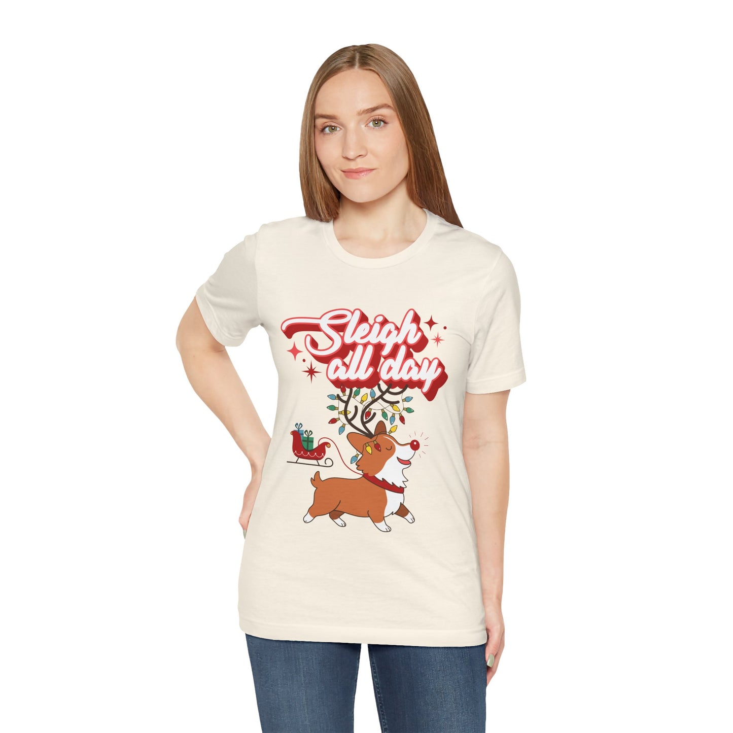 "Sleigh All Day " Corgi Christmas T-Shirt