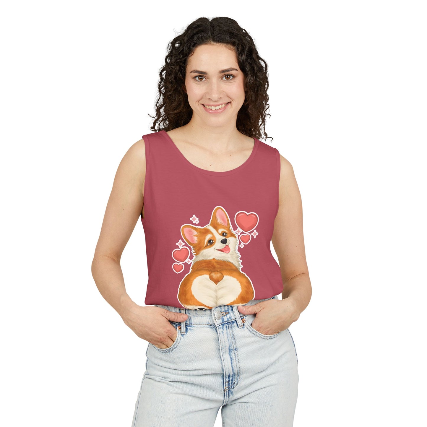 Corgi Heart Butt Tank Top — Cute Valentine Dog Graphic Tank