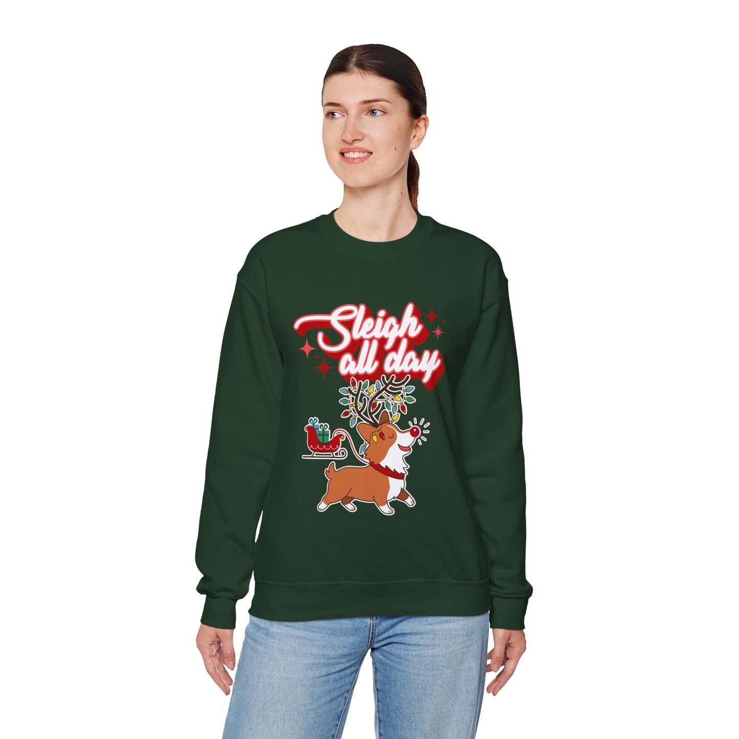"Sleigh All Day" Corgi Christmas Sweatshirt