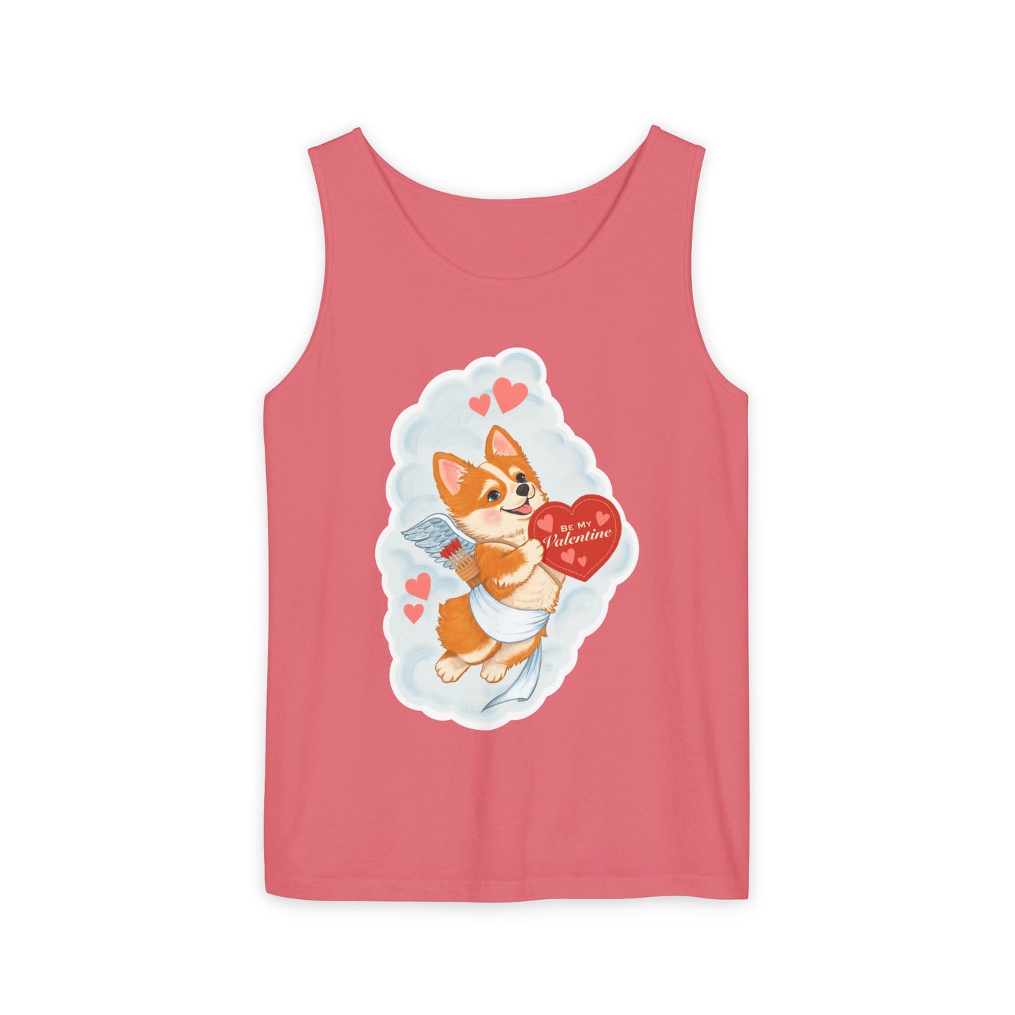 Valentine Corgi Cupid Tank Top — "Be My Valentine" Cute Dog Graphic